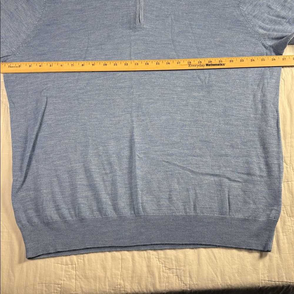 Luxury Jos A Bank Traveler Merino Wool 1/4-Zip Sweater Blue Tailored Fit NWT - Picture 9 of 13